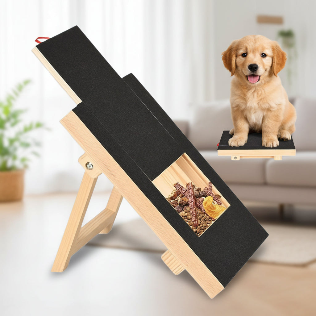 Hunde Kratzbrett – Nagelfeile für Hunde | Kratzpad aus Holz mit Leckerlischublade