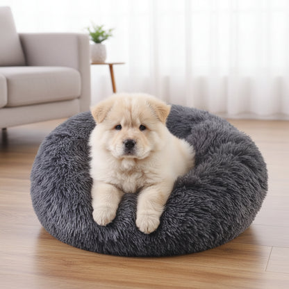 Weiches Hundebett Rund – Kuscheliges Plüsch-Hundenest für kleine & mittlere Hunde (60 cm)