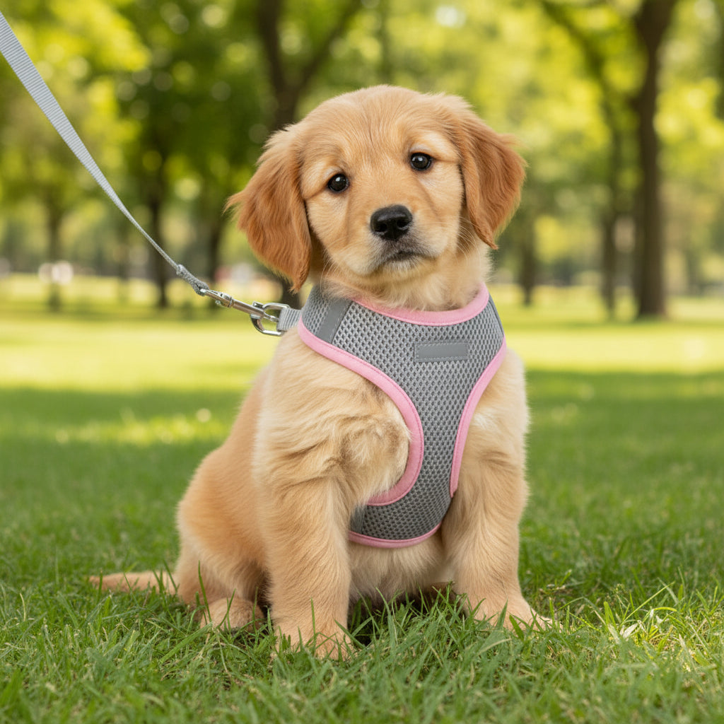 Ensemble harnais et laisse doux pour chien – Réfléchissant et sûr