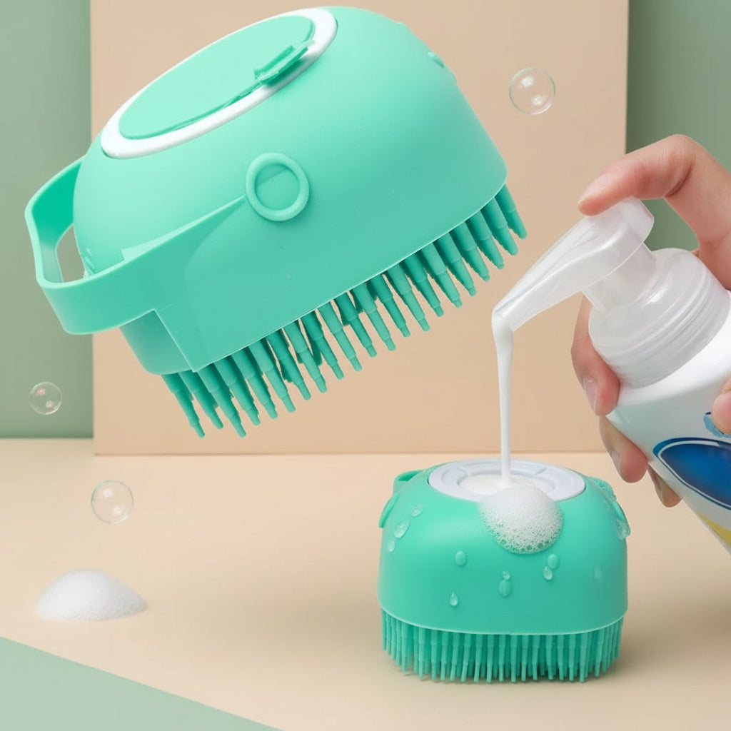 2-in-1 Badebürste mit Shampoo-Spender – Sanfte Massage für glückliche Hunde & Katzen
