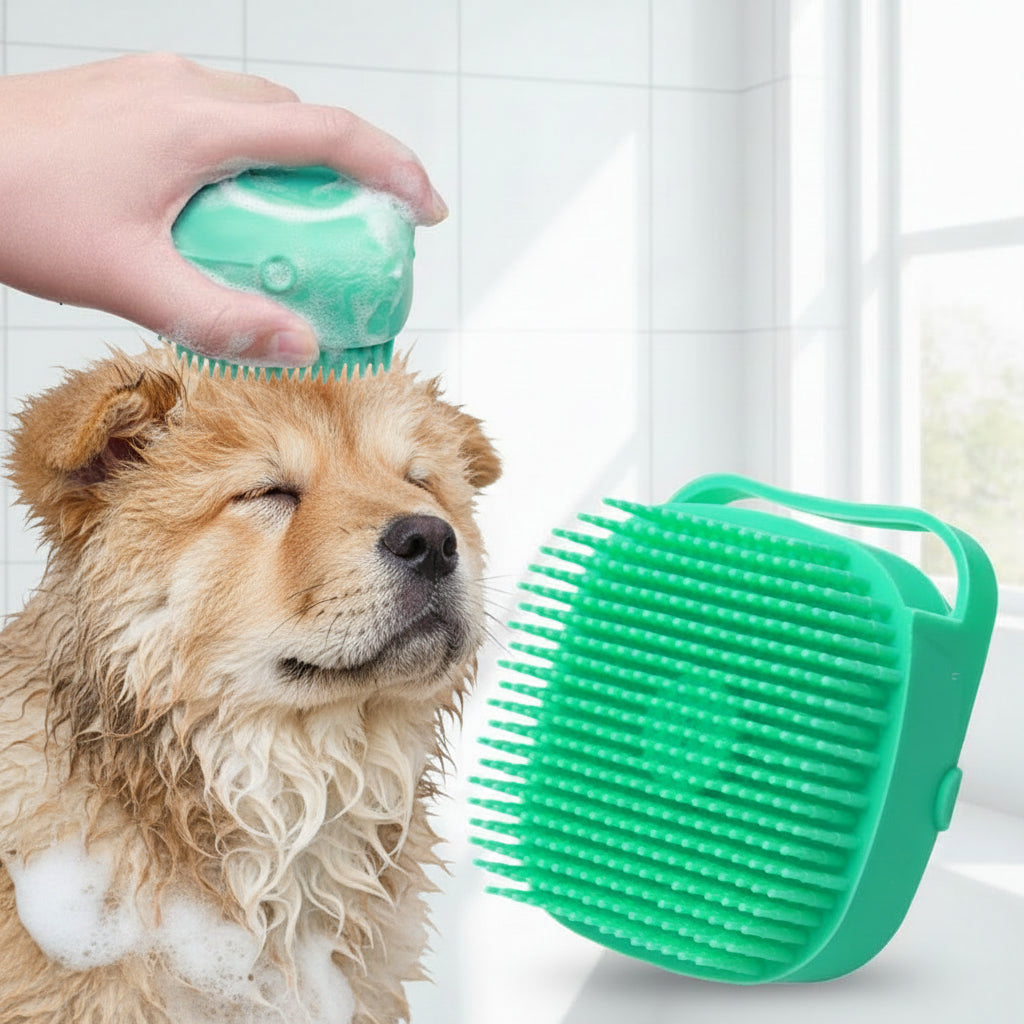 2-in-1 Badebürste mit Shampoo-Spender – Sanfte Massage für glückliche Hunde & Katzen