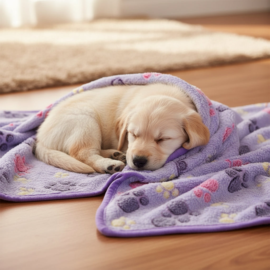 Kuschelige Hunde-Fleecedecke mit Pfoten-Print – Warm & Weich für jeden Vierbeiner