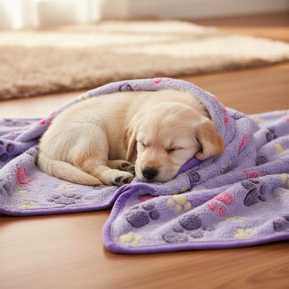 Kuschelige Hunde-Fleecedecke mit Pfoten-Print – Warm & Weich für jeden Vierbeiner