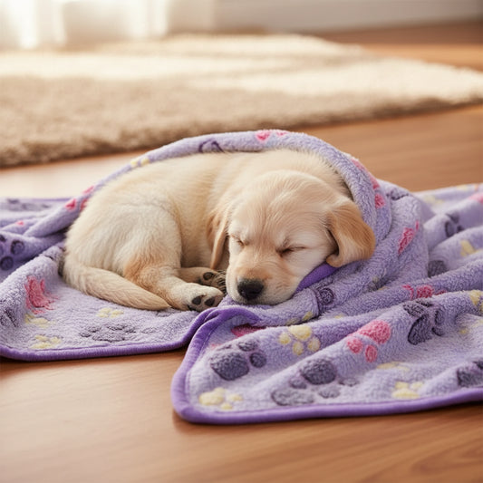 Kuschelige Hunde-Fleecedecke mit Pfoten-Print – Warm & Weich für jeden Vierbeiner