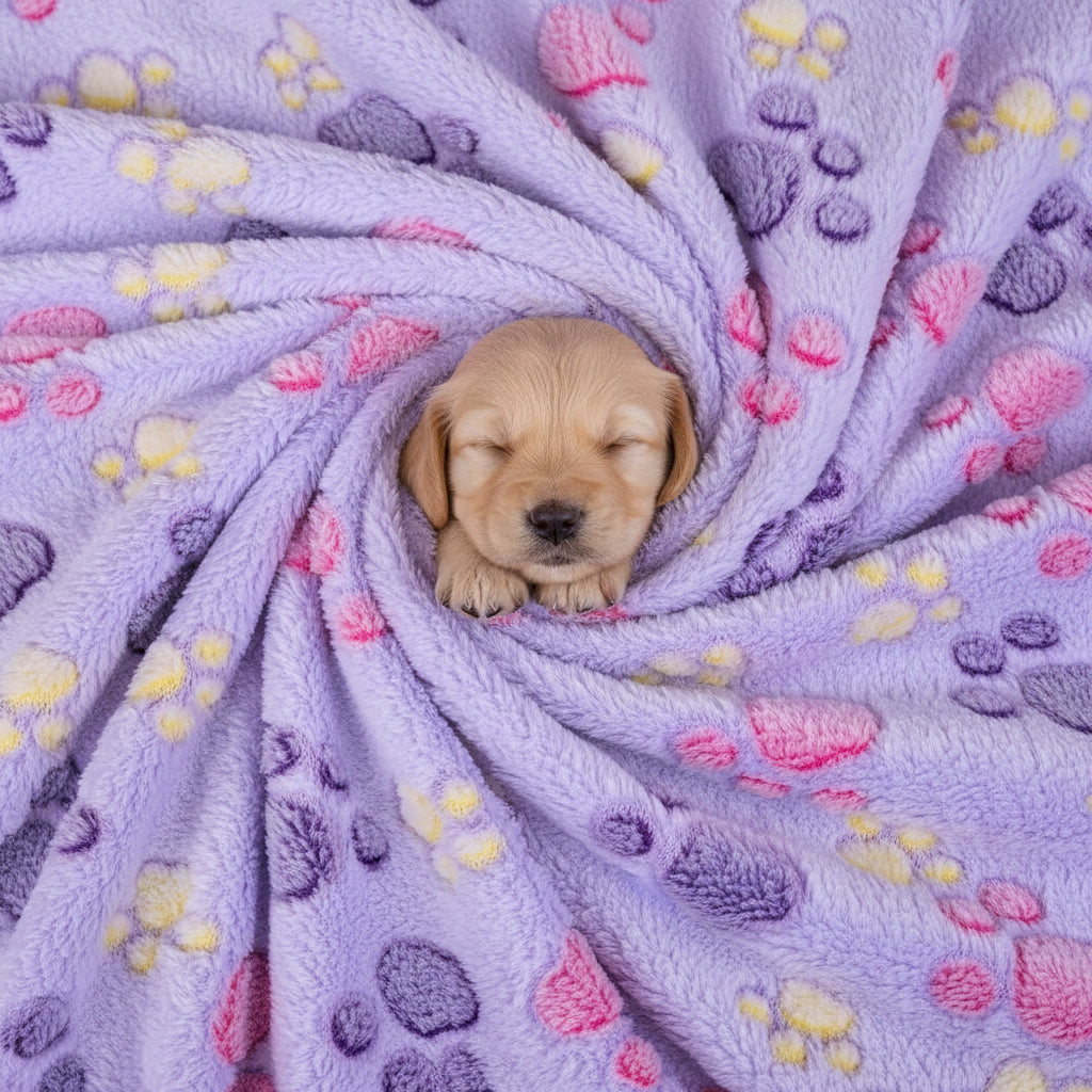 Kuschelige Hunde-Fleecedecke mit Pfoten-Print – Warm & Weich für jeden Vierbeiner