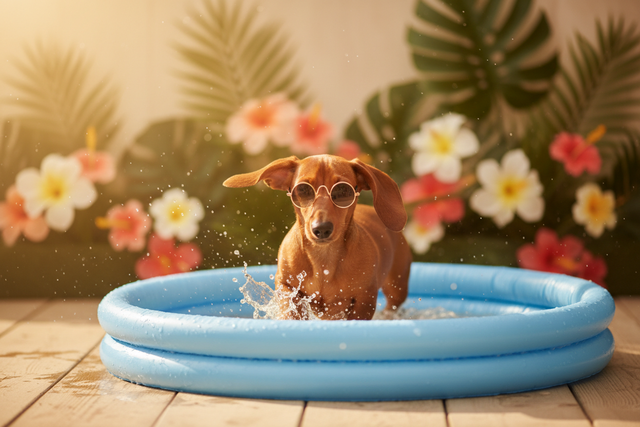 Dachshund Puppy in Pool